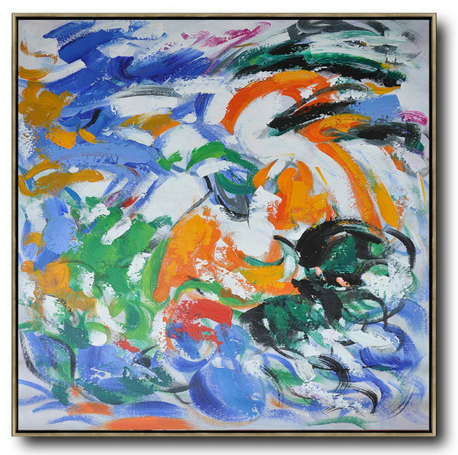 Handmade Painting Large Abstract Art,Oversized Contemporary Art,Original Art Acrylic Painting,Blue,Orange,Yellow,Green.Etc